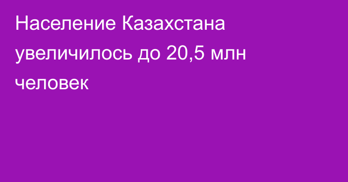 Население Казахстана увеличилось до 20,5 млн человек