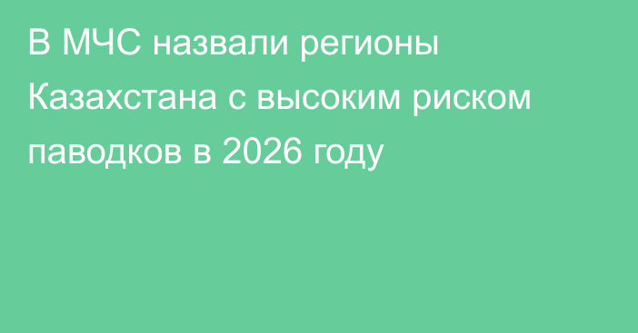 В МЧС назвали регионы Казахстана с высоким риском паводков в 2026 году