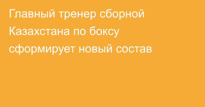 Главный тренер сборной Казахстана по боксу сформирует новый состав