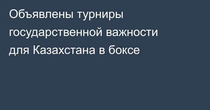 Объявлены турниры государственной важности для Казахстана в боксе