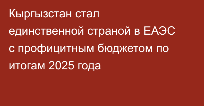 Кыргызстан стал единственной страной в ЕАЭС с профицитным бюджетом по итогам 2025 года