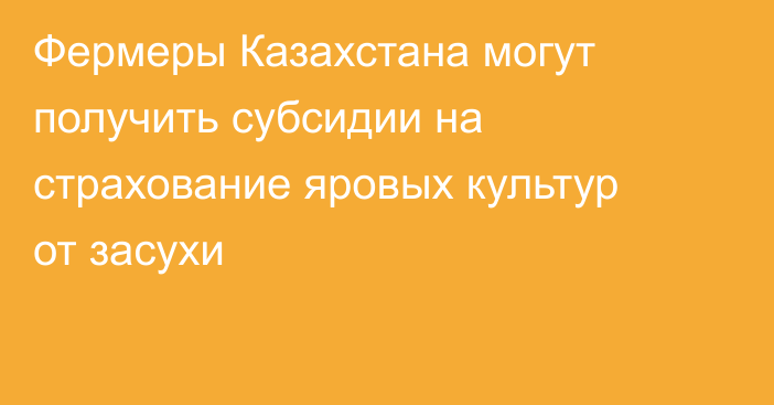 Фермеры Казахстана могут получить субсидии на страхование яровых культур от засухи
