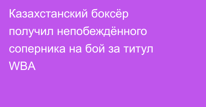 Казахстанский боксёр получил непобеждённого соперника на бой за титул WBA