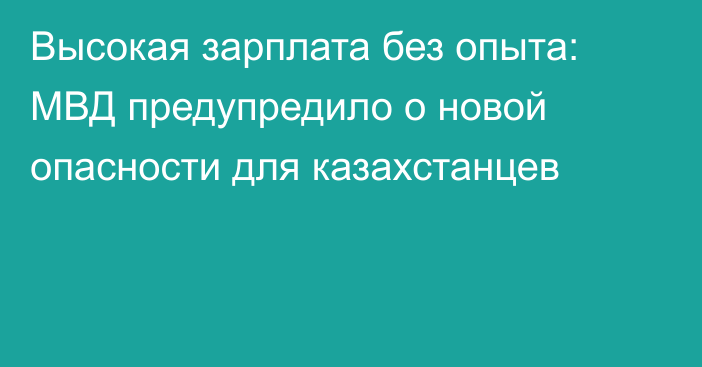 Высокая зарплата без опыта: МВД предупредило о новой опасности для казахстанцев