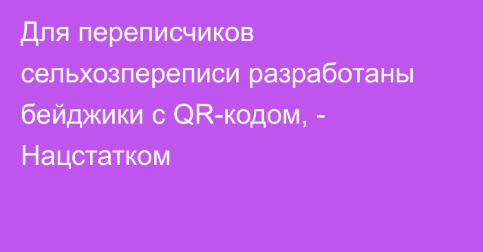 Для переписчиков сельхозпереписи разработаны бейджики с QR-кодом, - Нацстатком
