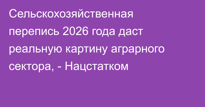 Сельскохозяйственная перепись 2026 года даст реальную картину аграрного сектора, - Нацстатком