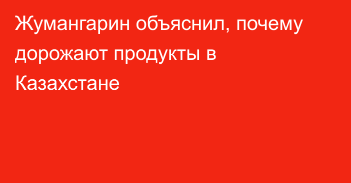 Жумангарин объяснил, почему дорожают продукты в Казахстане