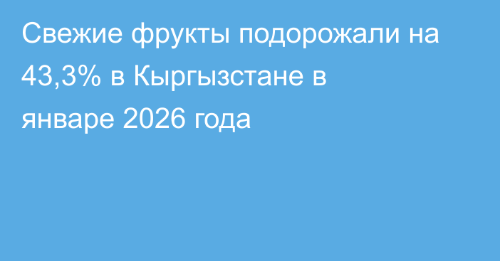 Свежие фрукты подорожали на 43,3% в Кыргызстане в январе 2026 года