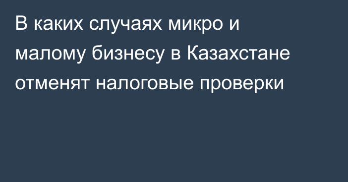 В каких случаях микро и малому бизнесу в Казахстане отменят налоговые проверки