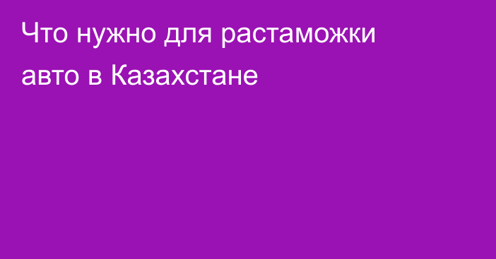 Что нужно для растаможки авто в Казахстане