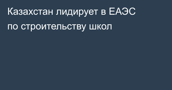 Казахстан лидирует в ЕАЭС по строительству школ
