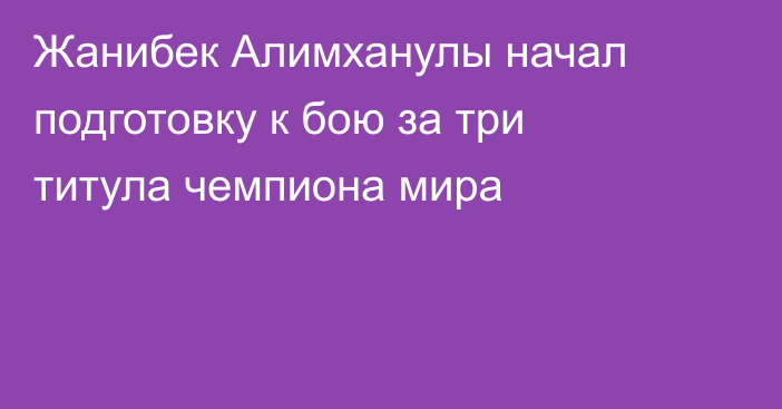 Жанибек Алимханулы начал подготовку к бою за три титула чемпиона мира