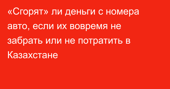 «Сгорят» ли деньги с номера авто, если их вовремя не забрать или не потратить в Казахстане