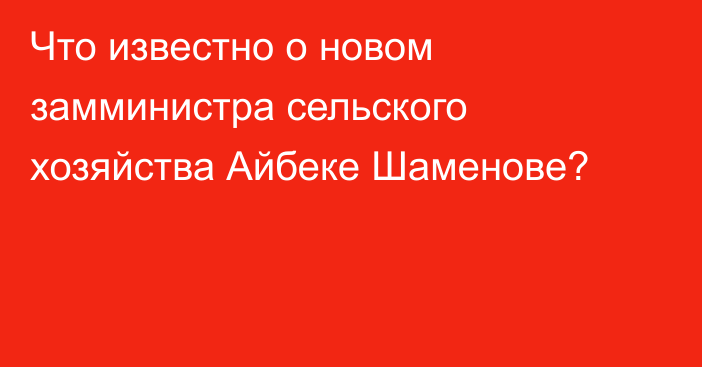 Что известно о новом замминистра сельского хозяйства Айбеке Шаменове?