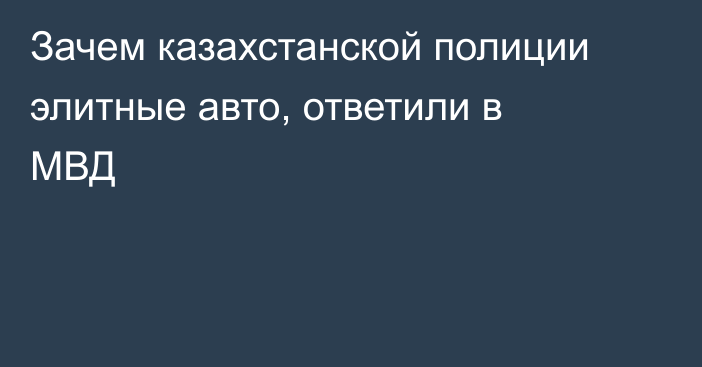 Зачем казахстанской полиции элитные авто, ответили в МВД