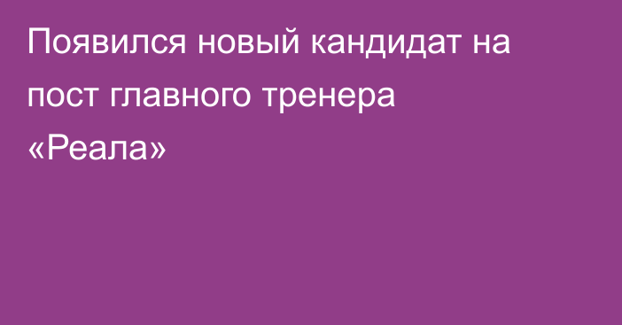 Появился новый кандидат на пост главного тренера «Реала»