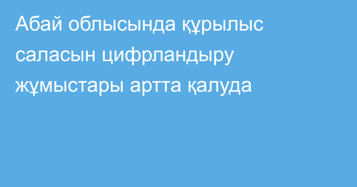 Абай облысында құрылыс саласын цифрландыру жұмыстары артта қалуда
