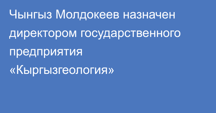 Чынгыз Молдокеев назначен директором государственного предприятия «Кыргызгеология»