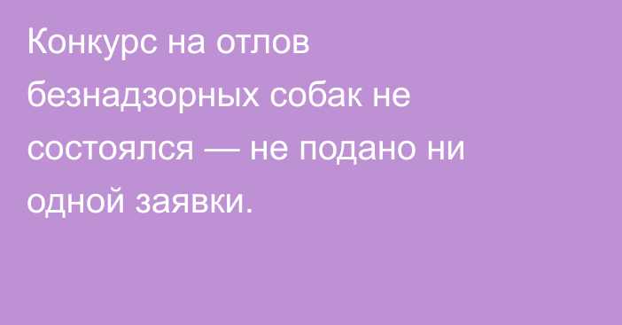 Конкурс на отлов безнадзорных собак не состоялся — не подано ни одной заявки.