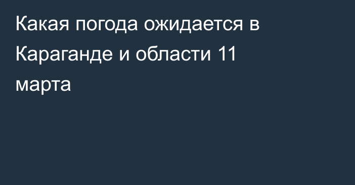 Какая погода ожидается в Караганде и области 11 марта