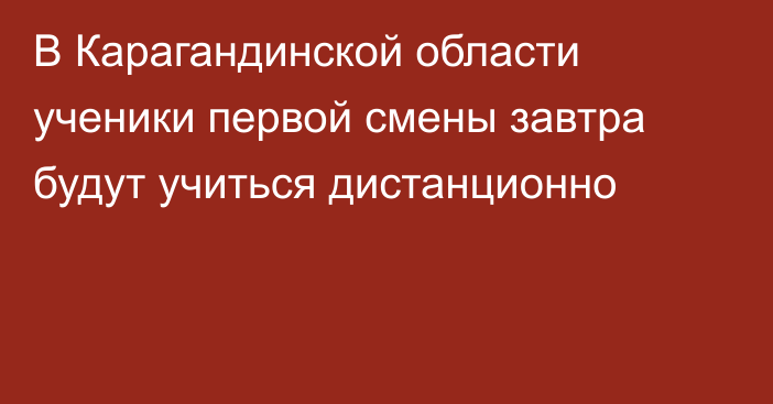 В Карагандинской области ученики первой смены завтра будут учиться дистанционно