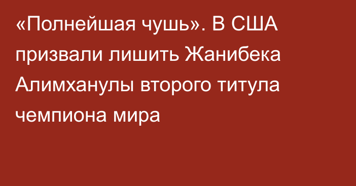 «Полнейшая чушь». В США призвали лишить Жанибека Алимханулы второго титула чемпиона мира