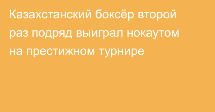 Казахстанский боксёр второй раз подряд выиграл нокаутом на престижном турнире