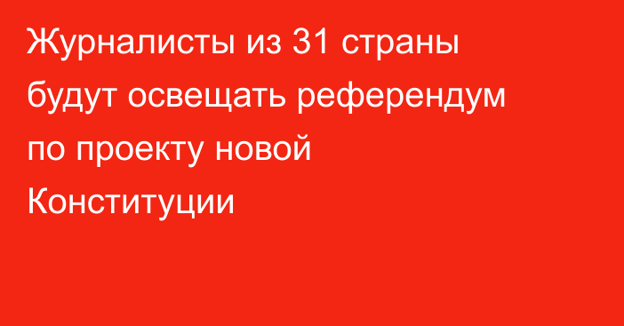 Журналисты из 31 страны будут освещать референдум по проекту новой Конституции