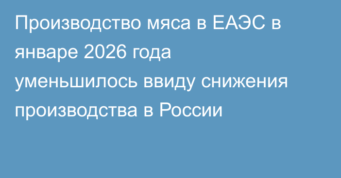 Производство мяса в ЕАЭС в январе 2026 года уменьшилось ввиду снижения производства в России
