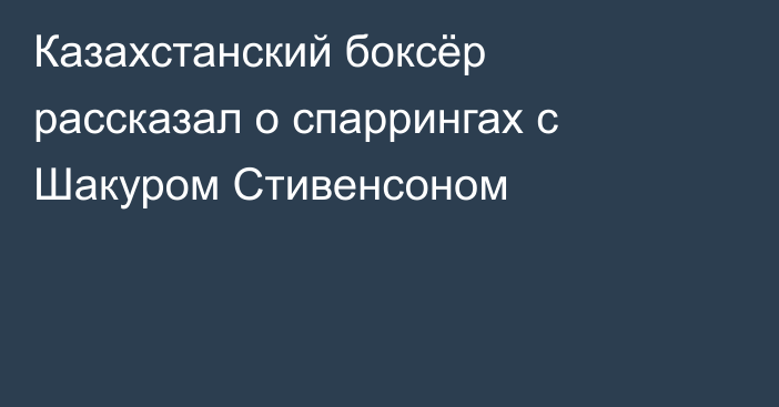 Казахстанский боксёр рассказал о спаррингах с Шакуром Стивенсоном