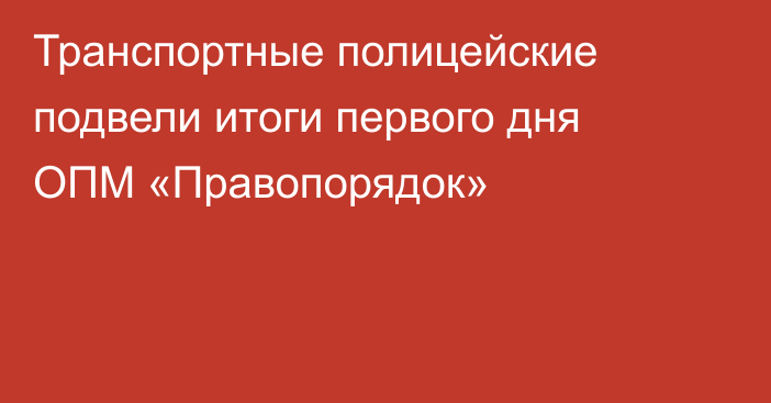 Транспортные полицейские подвели итоги первого дня ОПМ «Правопорядок»