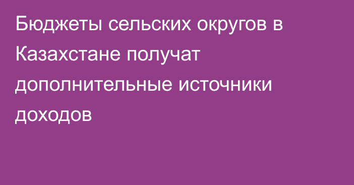 Бюджеты сельских округов в Казахстане получат дополнительные источники доходов