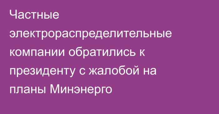 Частные электрораспределительные компании обратились к президенту с жалобой на планы Минэнерго