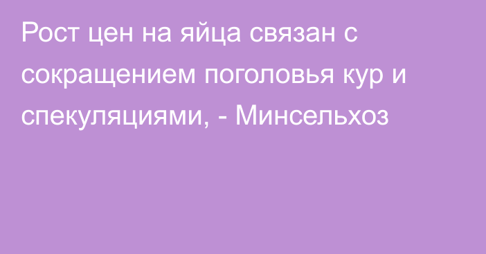 Рост цен на яйца связан с сокращением поголовья кур и спекуляциями, - Минсельхоз