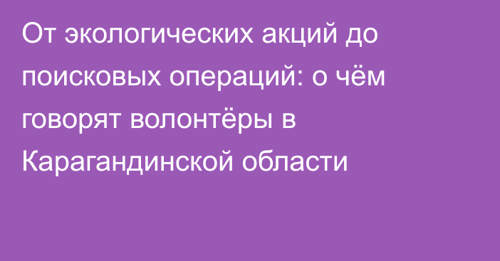 От экологических акций до поисковых операций: о чём говорят волонтёры в Карагандинской области