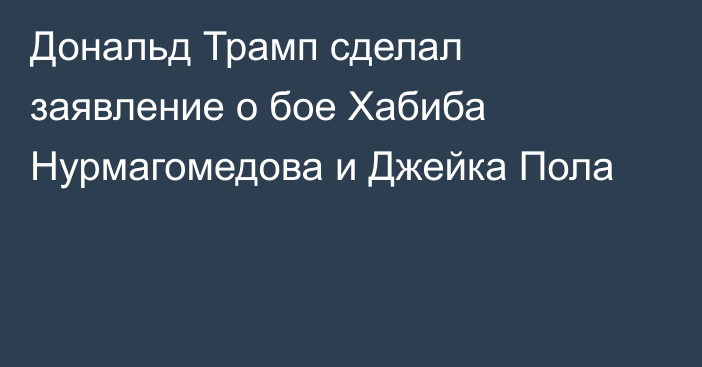 Дональд Трамп сделал заявление о бое Хабиба Нурмагомедова и Джейка Пола