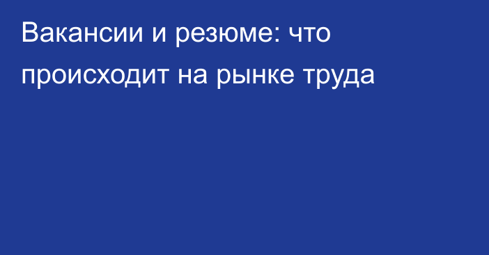 Вакансии и резюме: что происходит на рынке труда