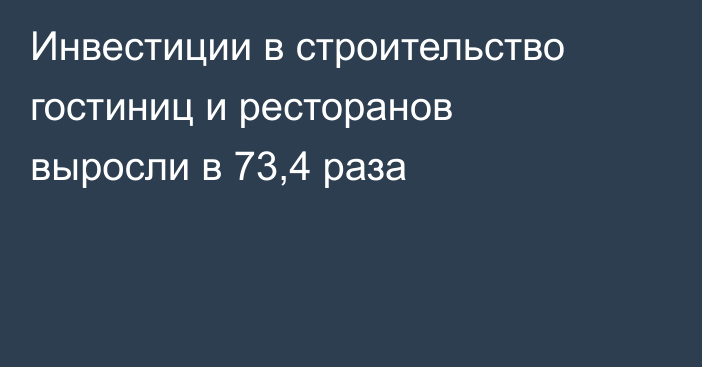 Инвестиции в строительство гостиниц и ресторанов выросли в 73,4 раза