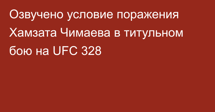 Озвучено условие поражения Хамзата Чимаева в титульном бою на UFC 328