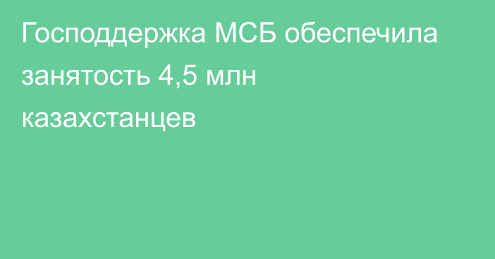 Господдержка МСБ обеспечила занятость 4,5 млн казахстанцев