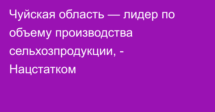 Чуйская область — лидер по объему производства сельхозпродукции, - Нацстатком