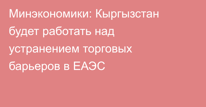 Минэкономики: Кыргызстан будет работать над устранением торговых барьеров в ЕАЭС