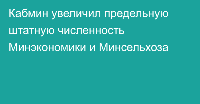 Кабмин увеличил предельную штатную численность Минэкономики и Минсельхоза
