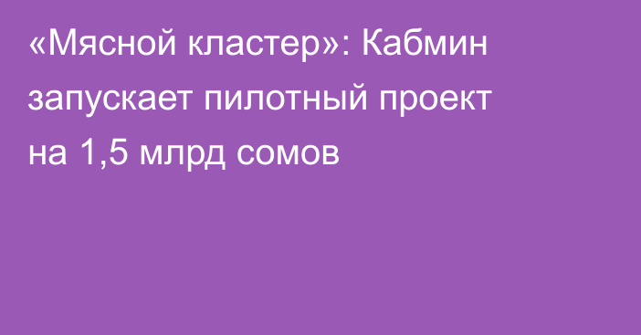 «Мясной кластер»: Кабмин запускает пилотный проект на 1,5 млрд сомов