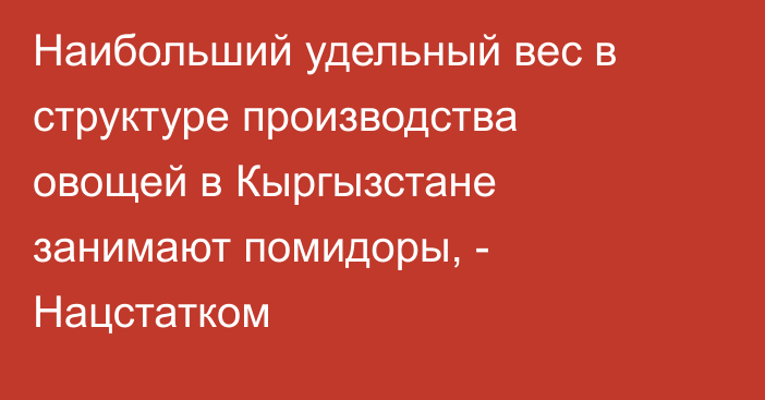 Наибольший удельный вес в структуре производства овощей в Кыргызстане занимают помидоры, - Нацстатком