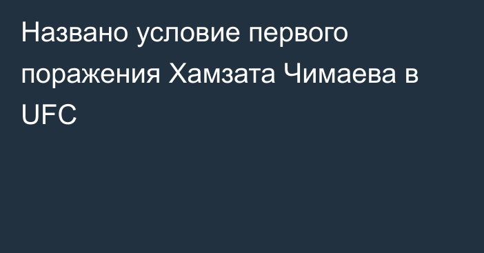Названо условие первого поражения Хамзата Чимаева в UFC