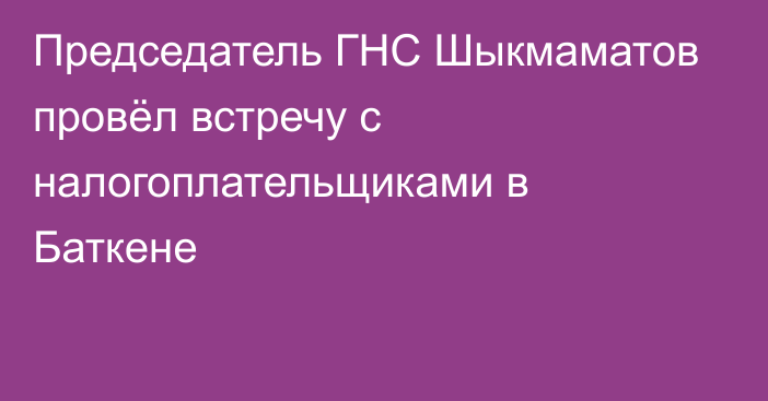 Председатель ГНС Шыкмаматов провёл встречу с налогоплательщиками в Баткене
