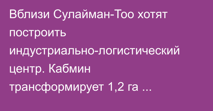 Вблизи Сулайман-Тоо хотят построить индустриально-логистический центр. Кабмин трансформирует 1,2 га орошаемой пашни