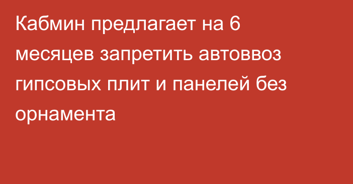 Кабмин предлагает на 6 месяцев запретить автоввоз гипсовых плит и панелей без орнамента