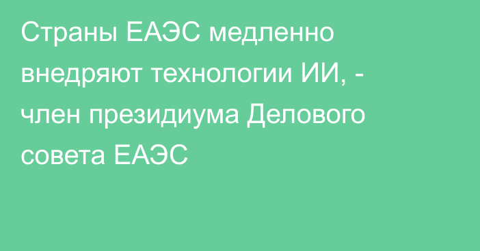 Страны ЕАЭС медленно внедряют технологии ИИ, - член президиума Делового совета ЕАЭС